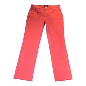 NYDJ Lift Tuck Sheri Slim Pink Crop Straight Leg Ankle Raw Fray Hem Jeans Size 6